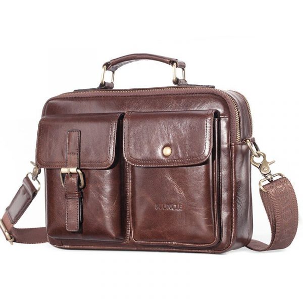sac en cuir vintage à bandoulière multipoches