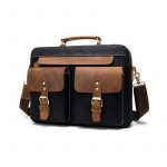 besace bandoulière toile et cuir vintage multifonction