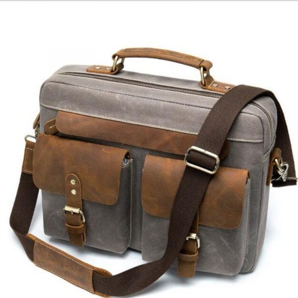 sac bandoulière multifonctions en cuir et toile