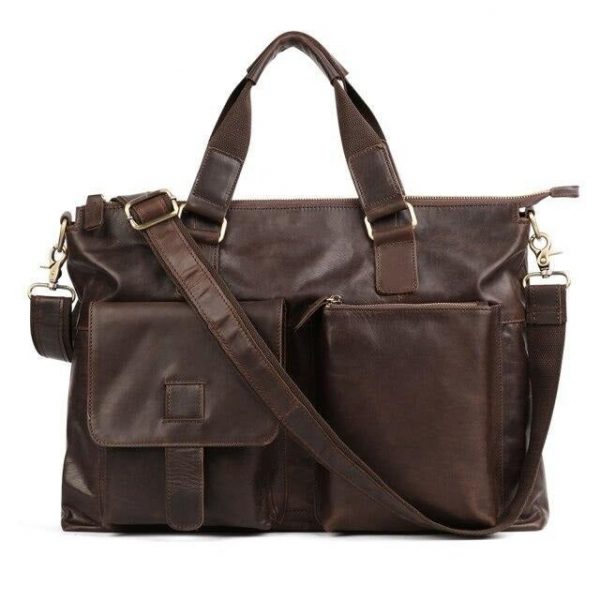 besace vintage en cuir noir