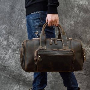 sac de voyage vintage en cuir pour homme