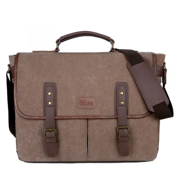 sac bandoulière en toile et cuir décontracté